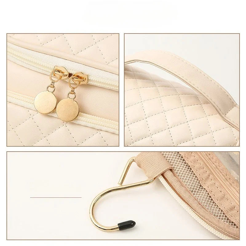 2025 cosmetic bag with high appearance and large capacity, portable waterproof storage bag, travel hook, toiletry bag